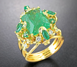 Золотое кольцо с уральскими изумрудами 5,9 карата и бриллиантами