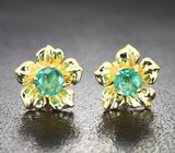 Пусеты с уральскими изумрудами 0,46 карата 