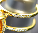 Кольцо с цитрином 12,57 карата, бесцветными цирконами и бриллиантами