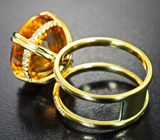 Кольцо с цитрином 12,57 карата, бесцветными цирконами и бриллиантами Золото