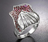 Интересное серебряное кольцо с родолитами Серебро 925