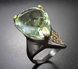 Серебряное кольцо с зеленым аметистом 32,92 карата и родолитами Серебро 925