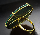 Массивное золотое кольцо с крупным контрастным уральским малахитом 73,56 карата