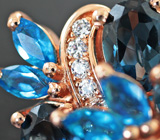 Чудесные серебряные серьги с насыщенно-синими топазами и «неоновыми» апатитами