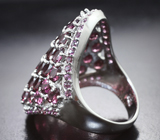 Шикарное крупное серебряное кольцо с родолитами