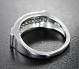 Стильное серебряное кольцо с оранжевыми сапфирами бриллиантовой огранки