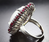 Серебряное кольцо с кристаллическим эфиопским опалом 7,75 карата и рубинами Серебро 925