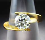 Золотое кольцо с крупным муассанитом 1,87 карата Золото
