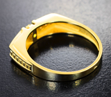 Золотое кольцо с чистейшим уральским александритом оттенка морской волны 0,24 карата и бриллиантами Золото