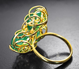 Золотое кольцо с крупными насыщенными уральскими изумрудами высокой чистоты 11,15 карата и брилллиантами