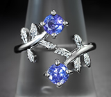 Прелестный серебряный комплект с яркими танзанитами Серебро 925