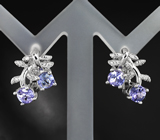 Прелестный серебряный комплект с яркими танзанитами Серебро 925