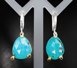 Серебряные серьги с ограненной бирюзой