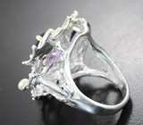 Серебряное кольцо с аметистами и жемчугом