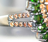 Серебряное кольцо с кристаллическим эфиопским опалом 11,69 карата, диопсидами и разноцветными сапфирами бриллиантовой огранки Серебро 925