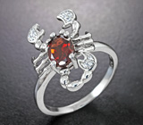 Серебряное кольцо «Скорпион» с альмандином гранатом