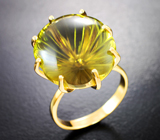 Золотое кольцо с чистейшим оливковым цитрином 20,34 карата