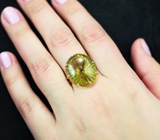 Золотое кольцо с чистейшим оливковым цитрином 20,34 карата Золото