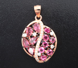 Великолепный серебряный комплект с рубеллитами и розовыми турмалинами Серебро 925
