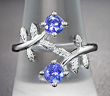 Симпатичный серебряный комплект с яркими танзанитами Серебро 925