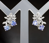 Симпатичный серебряный комплект с яркими танзанитами Серебро 925