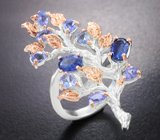 Серебряное кольцо с кианитами и танзанитами Серебро 925