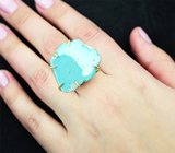 Золотое кольцо с крупным контрастным слайсом армянской бирюзы 14,85 карата Золото