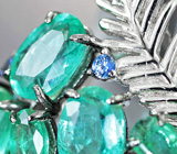 Серебряное кольцо с изумрудами 7,35 карата и синими сапфирами Серебро 925