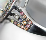 Серебряное кольцо с кристаллическим эфиопским опалом 8,95 карата и разноцветными сапфирами бриллиантовой огранки Серебро 925