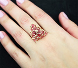 Золотое кольцо с крупным рубеллитом редкой огранки 15,02 карата, розовыми сапфирами и бриллиантами