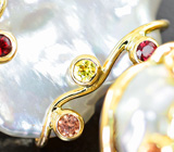 Крупные золотые серьги с морским жемчугом барокко 38,12 карата, разноцветными сапфирами и цаворитами
