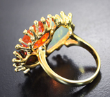 Карнавал красок! Золотое кольцо с разноцветными эфиопскими опалами 7,47 карата и бриллиантами