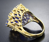 Массивное авторское золотое кольцо с танзанитами 18,42 карата и бриллиантами