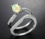 Два в одном! Серебряное кольцо с кристаллическим эфиопским опалом