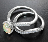 Два в одном! Серебряное кольцо с кристаллическим эфиопским опалом