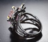 Серебряное кольцо с резным аметрином, танзанитом и голубыми топазами