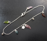 Серебряный браслет из коллекции «Drops» с разноцветными турмалинами