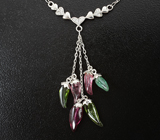 Серебряное колье из коллекции «Drops» с разноцветными турмалинами 