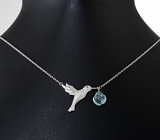 Серебряное колье из коллекции «Drops» с резным аквамарином и рубином Серебро 925