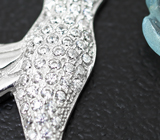 Серебряное колье из коллекции «Drops» с резным аквамарином и рубином Серебро 925