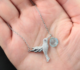 Серебряное колье из коллекции «Drops» с резным аквамарином и рубином Серебро 925