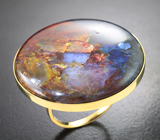 Массивное золотое кольцо с уникальным многоцветным петерситом 40,14 карата Золото