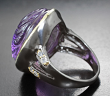 Серебряное кольцо с резным аметистом 41 карат
