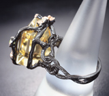 Серебряное кольцо с цитрином 15,83 карата и перидотами