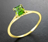 Золотое кольцо с сочным турмалином лазерной огранки 0,63 карата Золото