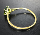 Золотое кольцо с сочным турмалином лазерной огранки 0,63 карата Золото