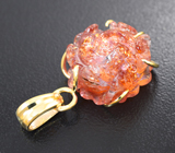 Золотой кулон с резным солнечным камнем 14,13 карата Золото
