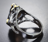 Серебряное кольцо с дымчатым кварцем авторской огранки и бесцветными топазами Серебро 925