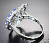 Ажурное серебряное кольцо с танзанитами Серебро 925