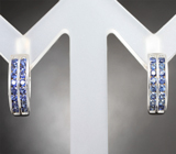 Серебряный комплект с синими сапфирами бриллиантовой огранки